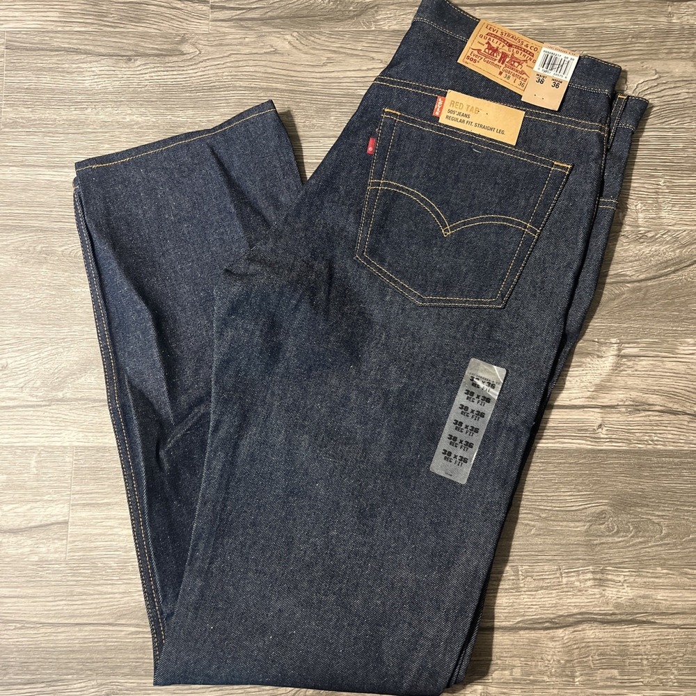 Vintage New Old Stock Y2K Levi's 505 Dark Wash Blue Jeans Size 38x36 (38x38) - Picture 2 of 12
